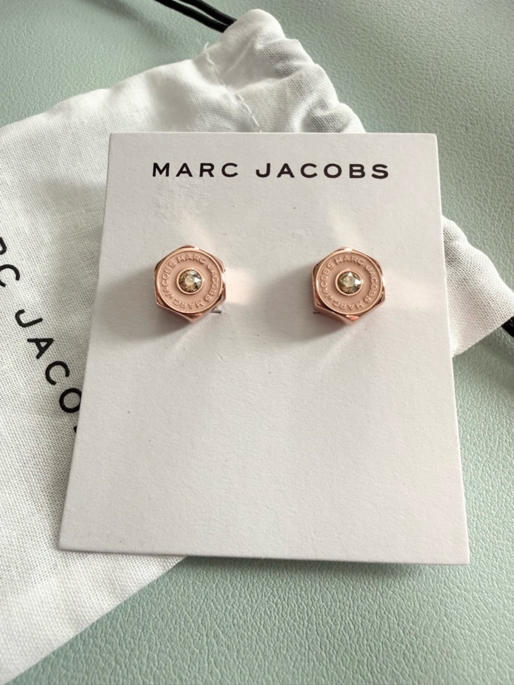 Marc Jacobs Rose Gold Bolt Stud Earrings